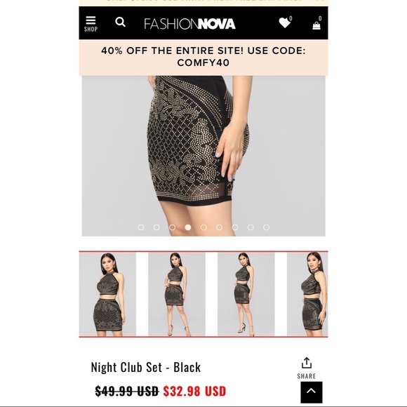 Night Club Black Skirt and Top Set - Fashion Nova - Picture 2 of 4